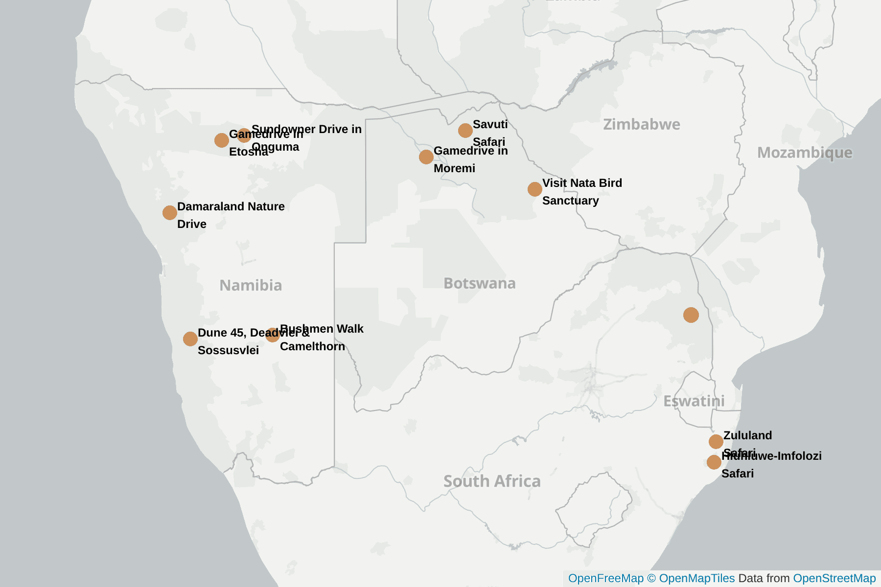 Map of Black backed Jackal