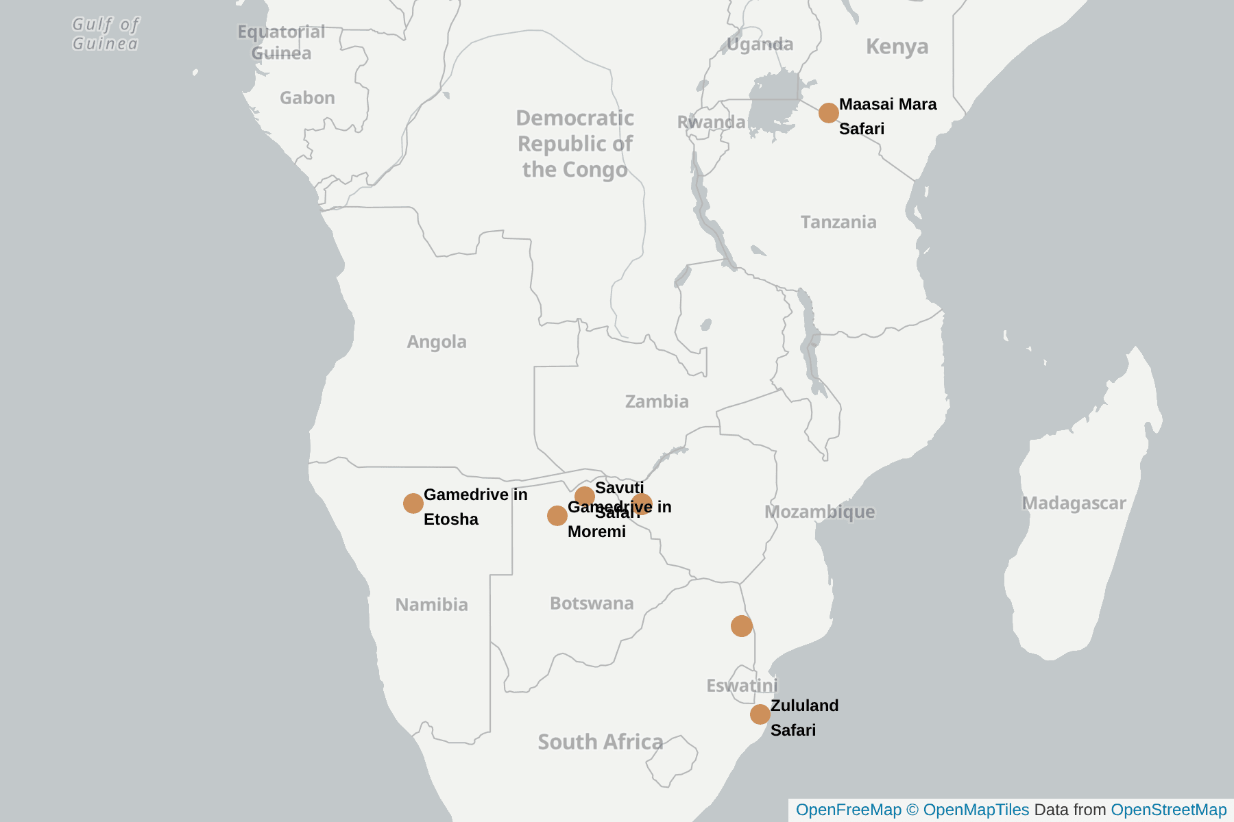 Map of African Wild Dog