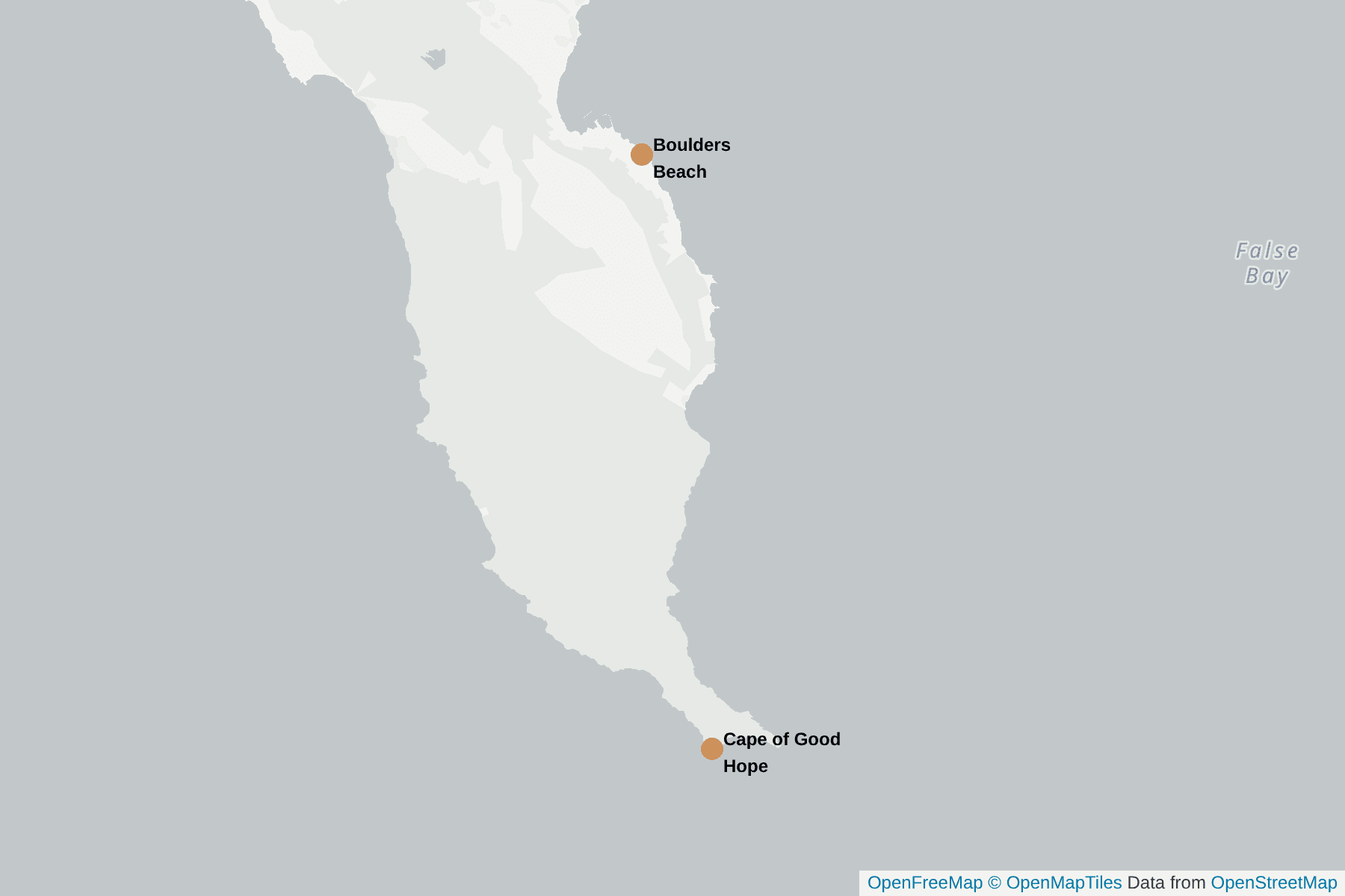 Map of African penguin
