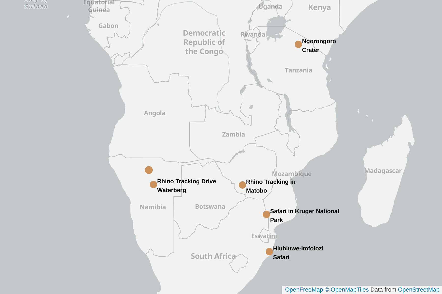 Map of Black Rhino