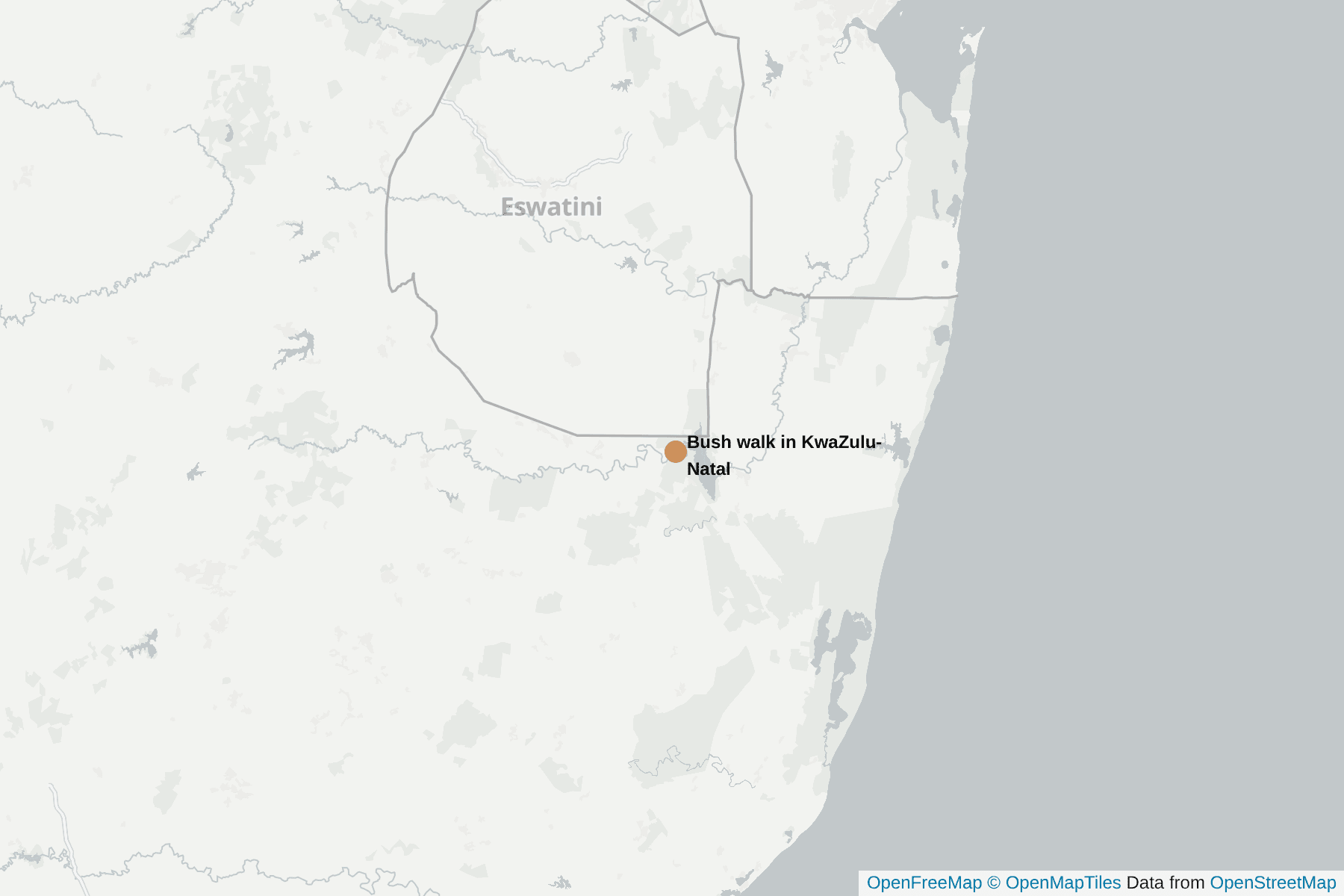 Map of Bush walk in KwaZulu-Natal